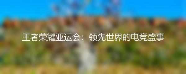 王者荣耀亚运会：领先世界的电竞盛事