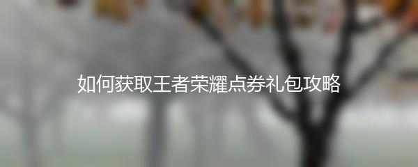 如何获取王者荣耀点券礼包攻略