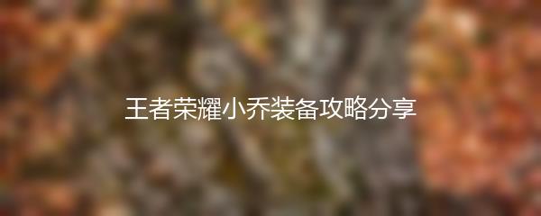 王者荣耀小乔装备攻略分享