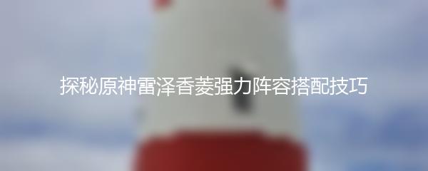 探秘原神雷泽香菱强力阵容搭配技巧