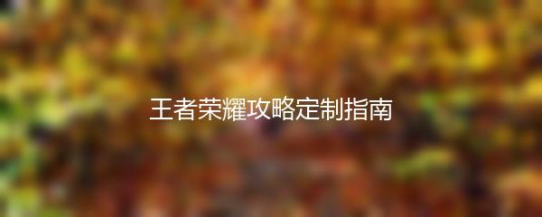 王者荣耀攻略定制指南