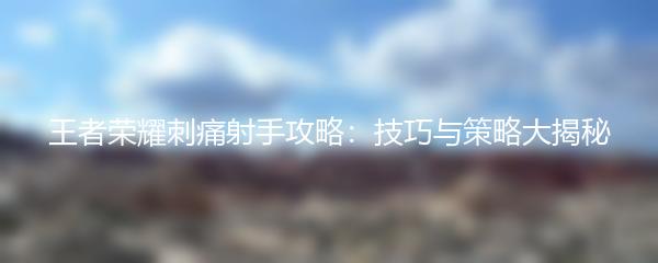 王者荣耀刺痛射手攻略：技巧与策略大揭秘