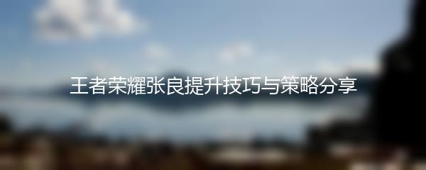 王者荣耀张良提升技巧与策略分享