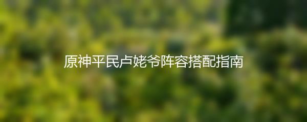 原神平民卢姥爷阵容搭配指南