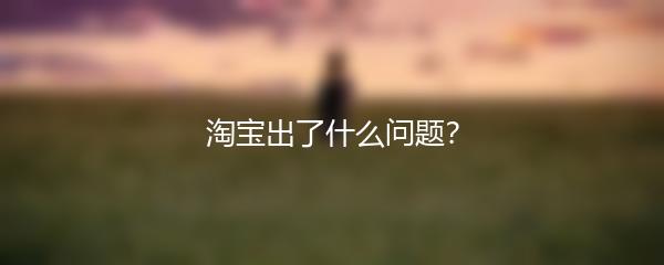 淘宝出了什么问题？