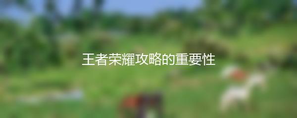 王者荣耀攻略的重要性