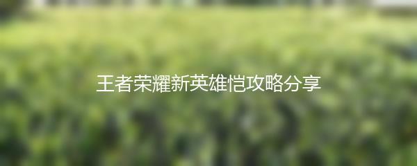 王者荣耀新英雄恺攻略分享