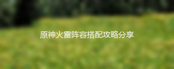 原神火雷阵容搭配攻略分享