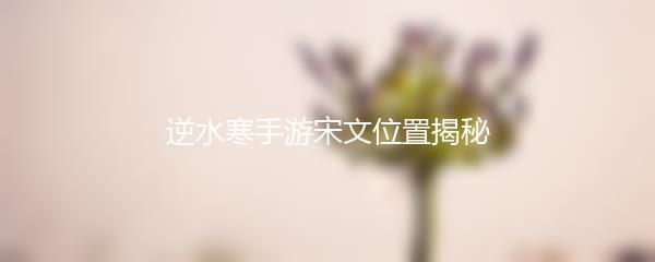逆水寒手游宋文位置揭秘