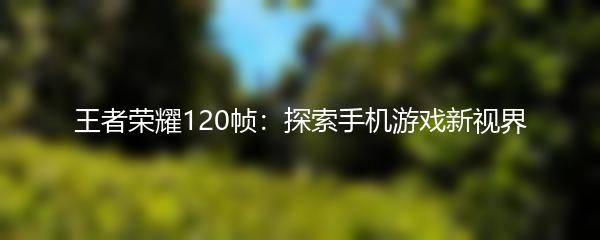 王者荣耀120帧：探索手机游戏新视界