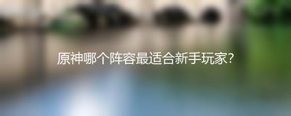 原神哪个阵容最适合新手玩家？