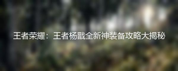 王者荣耀：王者杨戬全新神装备攻略大揭秘