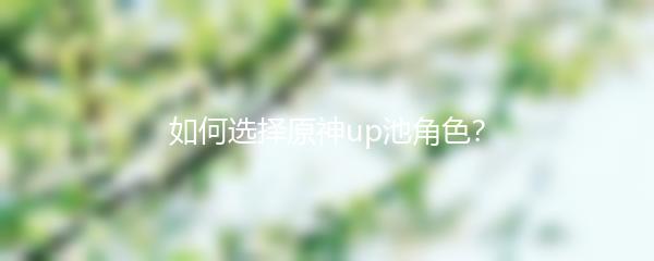 如何选择原神up池角色？