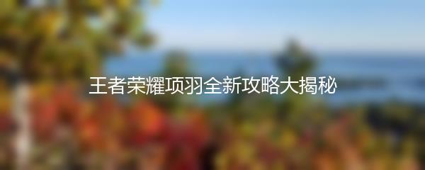 王者荣耀项羽全新攻略大揭秘