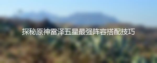 探秘原神雷泽五星最强阵容搭配技巧