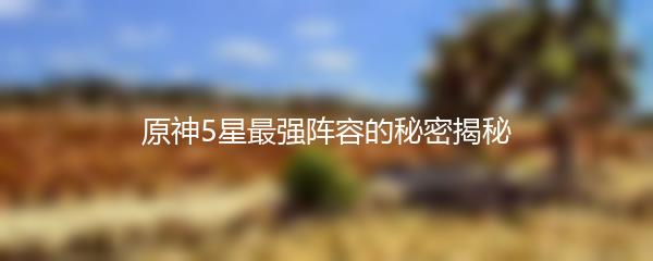 原神5星最强阵容的秘密揭秘