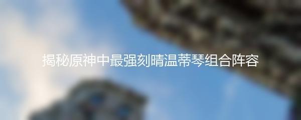 揭秘原神中最强刻晴温蒂琴组合阵容