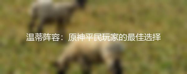 温蒂阵容：原神平民玩家的最佳选择