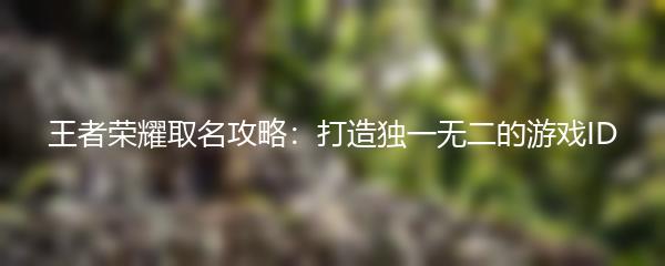 王者荣耀取名攻略：打造独一无二的游戏ID