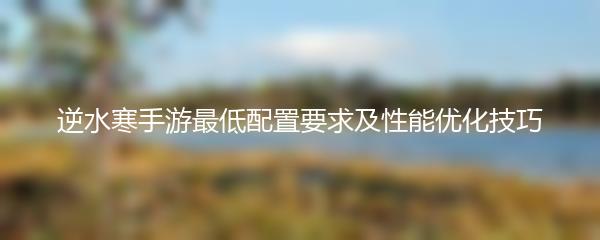 逆水寒手游最低配置要求及性能优化技巧