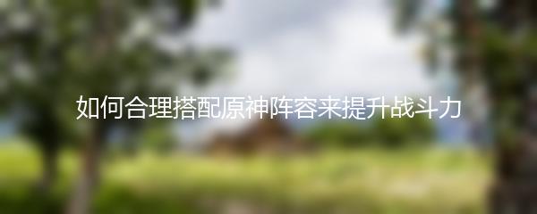 如何合理搭配原神阵容来提升战斗力