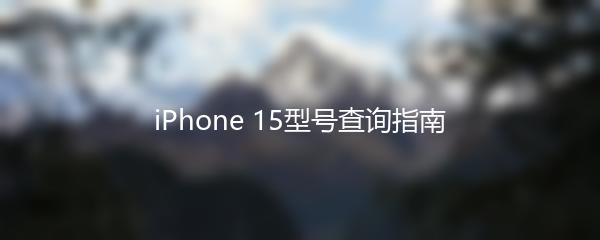 iPhone 15型号查询指南