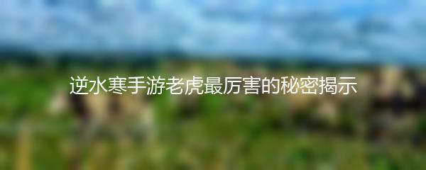 逆水寒手游老虎最厉害的秘密揭示