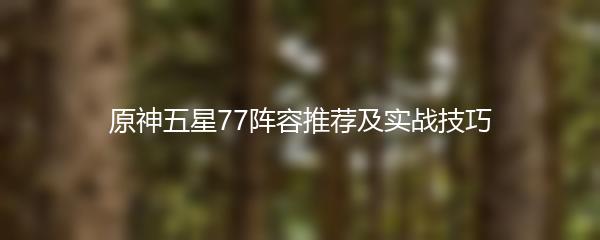 原神五星77阵容推荐及实战技巧