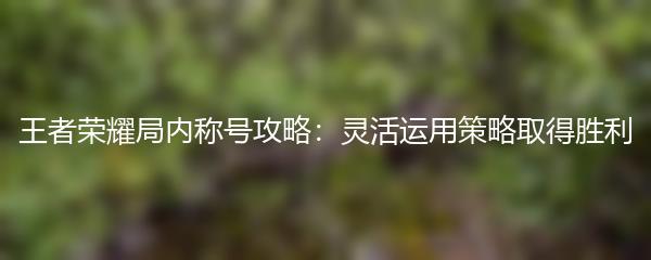 王者荣耀局内称号攻略：灵活运用策略取得胜利