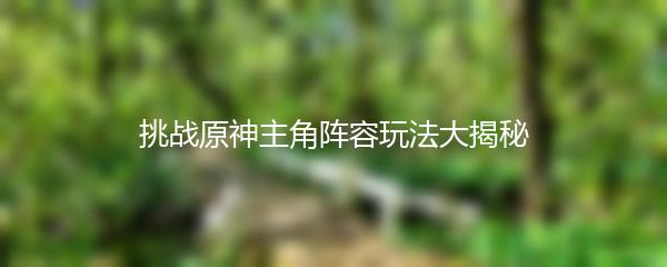 挑战原神主角阵容玩法大揭秘