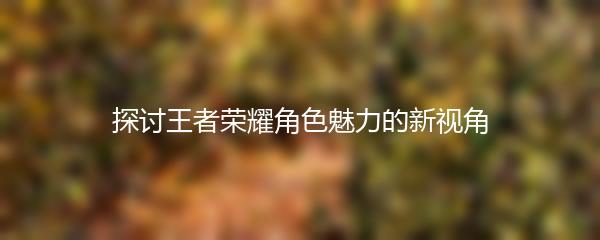 探讨王者荣耀角色魅力的新视角