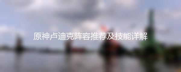 原神卢迪克阵容推荐及技能详解