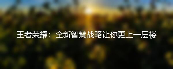王者荣耀：全新智慧战略让你更上一层楼