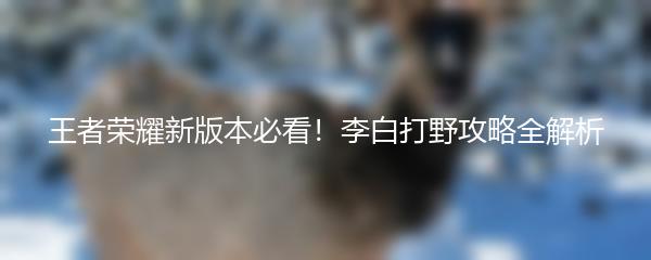 王者荣耀新版本必看！李白打野攻略全解析