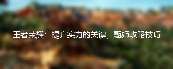 王者荣耀：提升实力的关键，甄姬攻略技巧