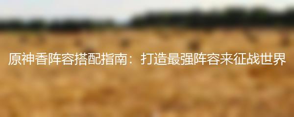 原神香阵容搭配指南：打造最强阵容来征战世界