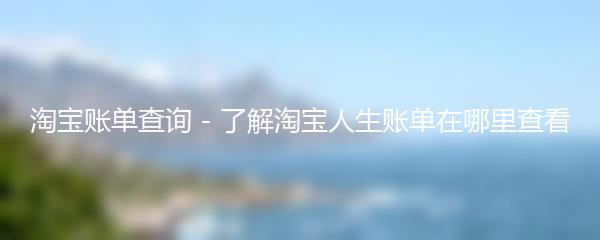 淘宝账单查询 - 了解淘宝人生账单在哪里查看