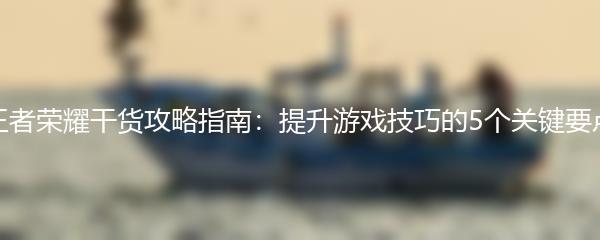 王者荣耀干货攻略指南：提升游戏技巧的5个关键要点