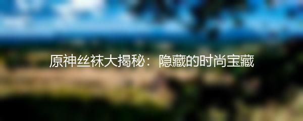 原神丝袜大揭秘：隐藏的时尚宝藏