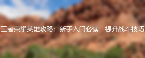 王者荣耀英雄攻略：新手入门必读，提升战斗技巧