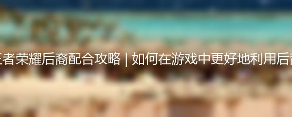 王者荣耀后裔配合攻略 | 如何在游戏中更好地利用后裔