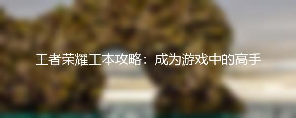 王者荣耀工本攻略：成为游戏中的高手