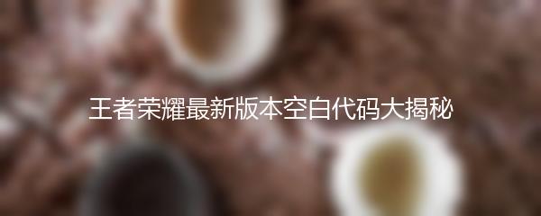 王者荣耀最新版本空白代码大揭秘