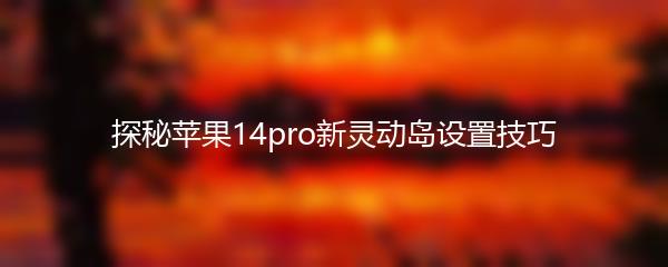 探秘苹果14pro新灵动岛设置技巧
