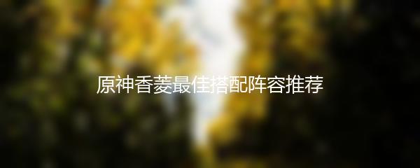 原神香菱最佳搭配阵容推荐