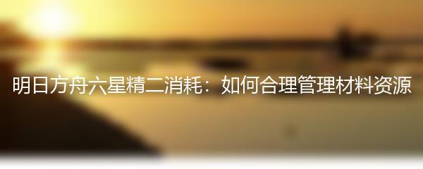 明日方舟六星精二消耗：如何合理管理材料资源
