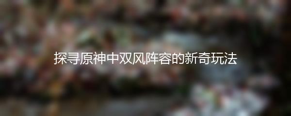 探寻原神中双风阵容的新奇玩法