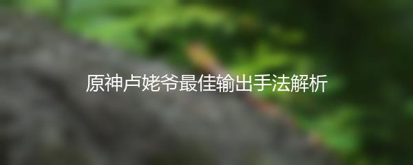 原神卢姥爷最佳输出手法解析