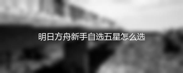 明日方舟新手自选五星怎么选