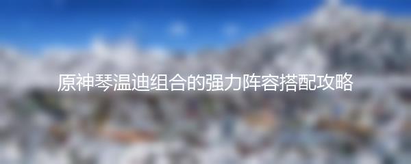 原神琴温迪组合的强力阵容搭配攻略